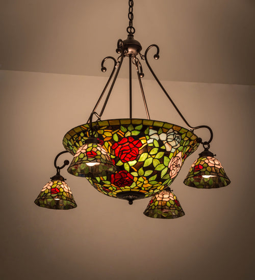 36" Meyda Wide Tiffany Rosebush Chandelier | 180722