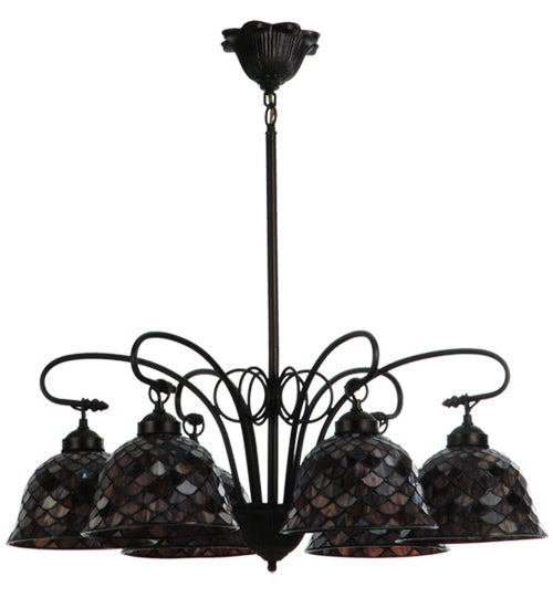 31"W Meyda Tiffany Fishscale 6 LT Chandelier | 18634