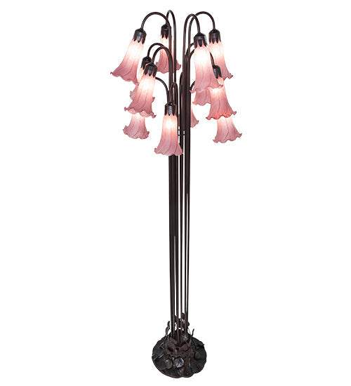 60"H Meyda Lavender Tiffany Pond Lily 12 LT Floor Lamp | 15975