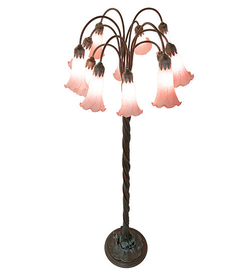 61" Meyda High Pink Tiffany Pond Lily 12 Light Floor Lamp | 18255