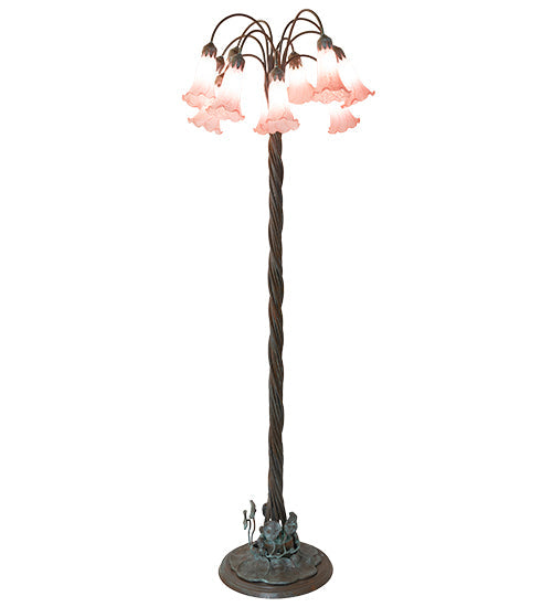 61" Meyda High Pink Tiffany Pond Lily 12 Light Floor Lamp | 18255