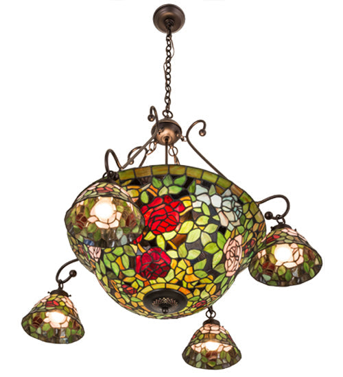 36" Meyda Wide Tiffany Rosebush Chandelier | 180722