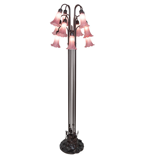 60"H Meyda Lavender Tiffany Pond Lily 12 LT Floor Lamp | 15975