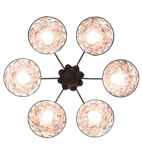 31"W Meyda Tiffany Fishscale 6 LT Chandelier | 18634