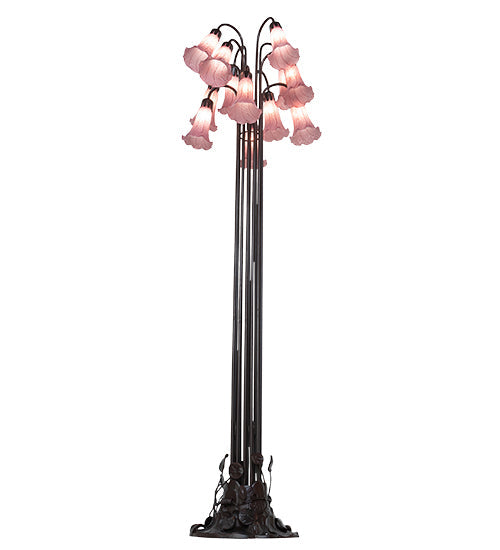 60"H Meyda Lavender Tiffany Pond Lily 12 LT Floor Lamp | 15975