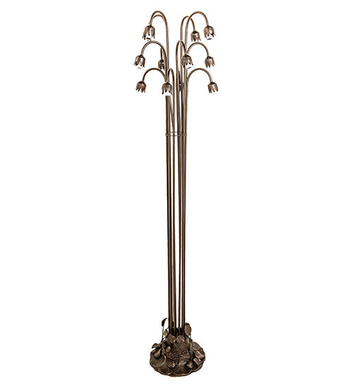 63" Meyda High Amber/Purple Tiffany Pond Lily 12 Light Floor Lamp | 15946