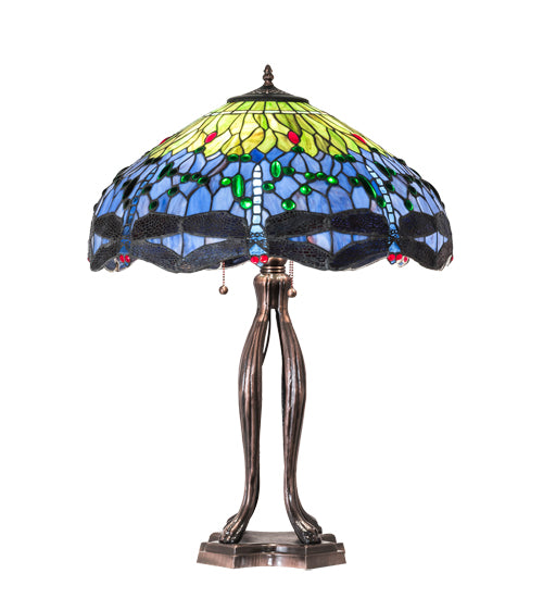 33" Meyda High Tiffany Hanginghead Dragonfly Table Lamp | 109609