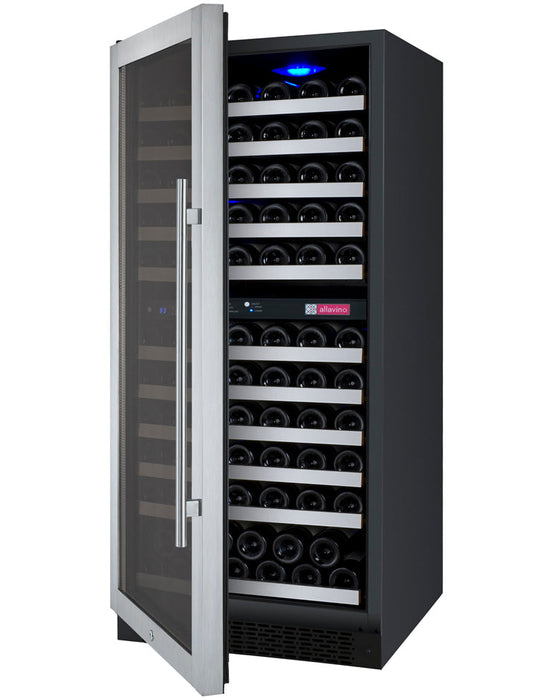 Allavino 24" Wide FlexCount II Tru-Vino 121 Bottle Dual Zone Stainless Steel Wine Refrigerator