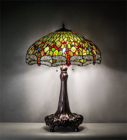 31" Meyda High Tiffany Hanginghead Dragonfly Table Lamp | 129745