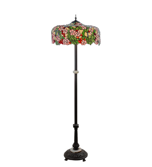 62" Meyda High Tiffany Cherry Blossom Floor Lamp | 148875