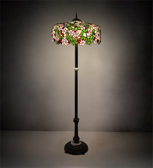 62" Meyda High Tiffany Cherry Blossom Floor Lamp | 148875