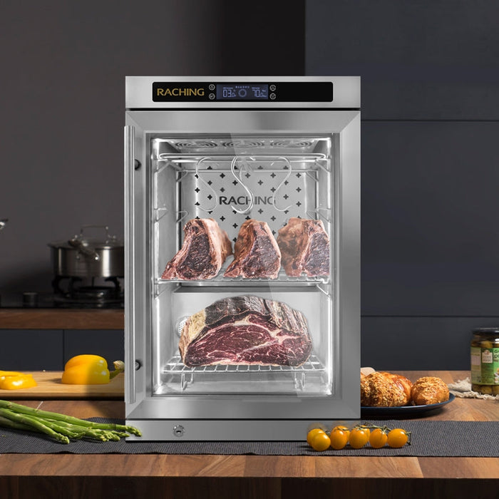 RACHING W180A Dry-Aging Meat Cabinet – Stainless Steel, LCD Display, 50L Capacity, with Dual Hooks