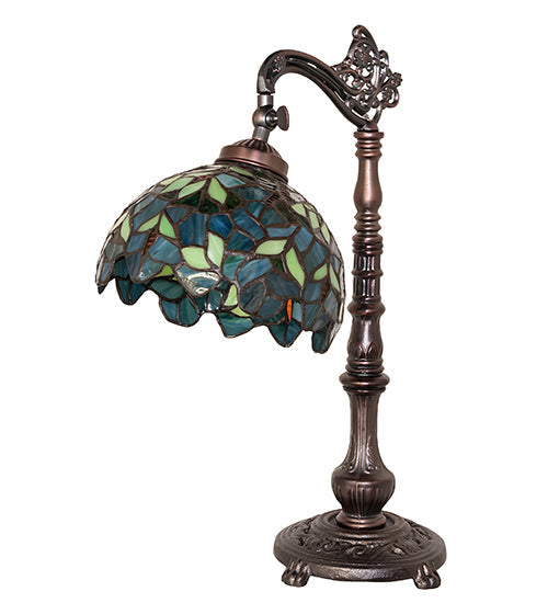 20" Meyda Tiffany High Nightfall Wisteria Bridge Arm Table Lamp | 244783