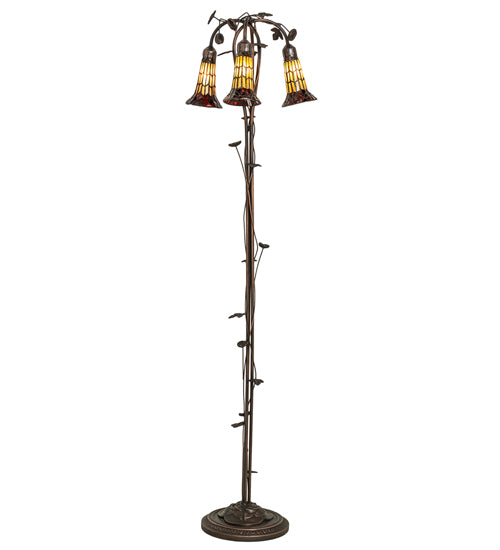 58" High Stained Glass Pond Lily 3 Light Floor Lamp