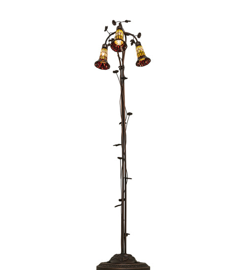 58" High Stained Glass Pond Lily 3 Light Floor Lamp