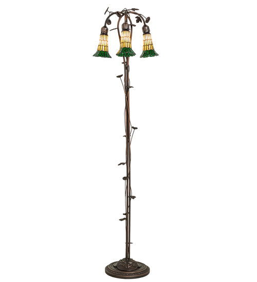 58" High Stained Glass Pond Lily 3 Light Floor Lamp