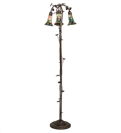 58" High Stained Glass Pond Lily 3 Light Floor Lamp