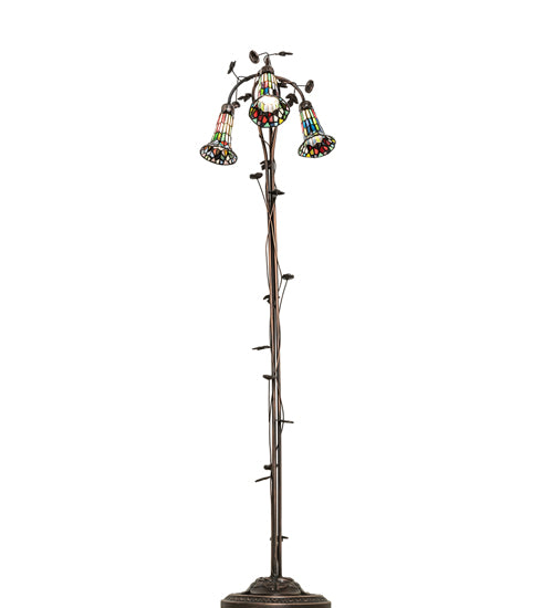 58" High Stained Glass Pond Lily 3 Light Floor Lamp