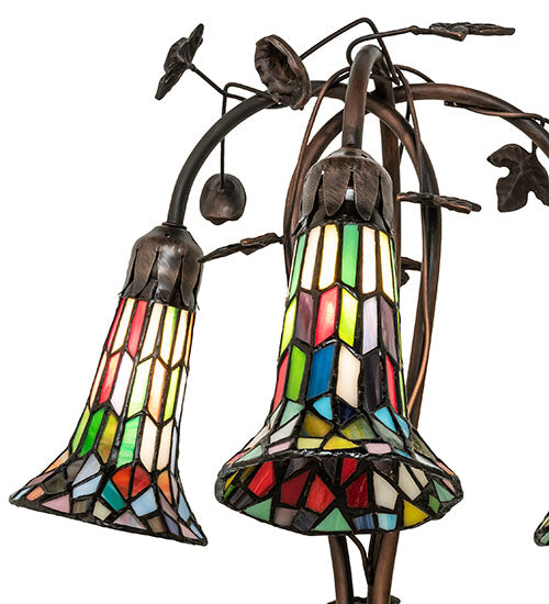 58" High Stained Glass Pond Lily 3 Light Floor Lamp