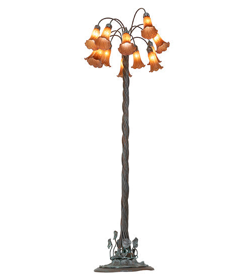 61" High Amber Tiffany Pond Lily 12 Light Floor Lamp