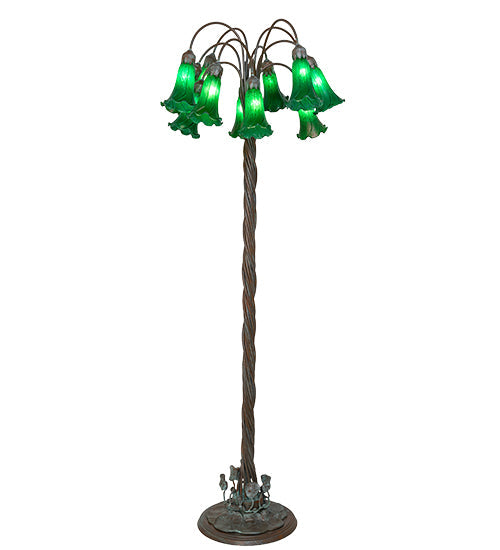 61" High Green Tiffany Pond Lily 12 Light Floor Lamp