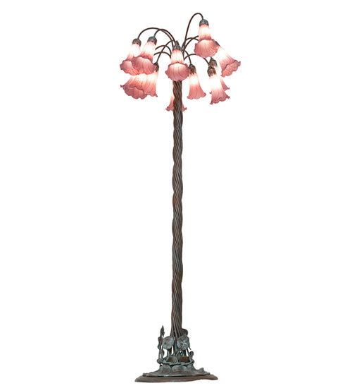 61" High Lavender Tiffany Pond Lily 12 Light Floor Lamp