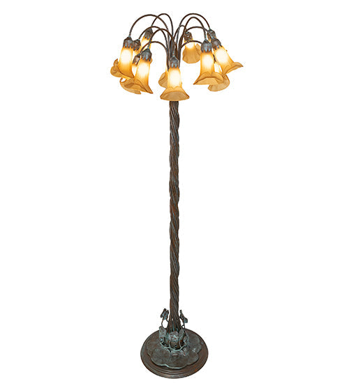 61" High Amber Tiffany Pond Lily 12 Light Floor Lamp