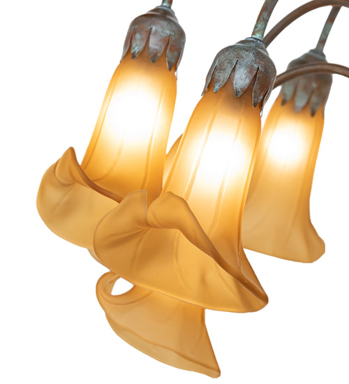 61" High Amber Tiffany Pond Lily 12 Light Floor Lamp