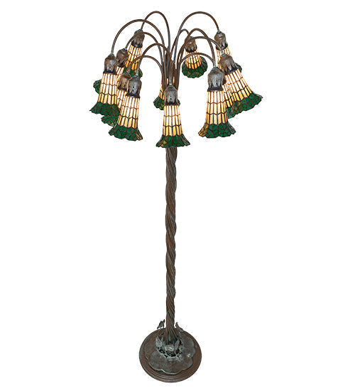 61" High Stained Glass Pond Lily 12 Light Floor Lamp