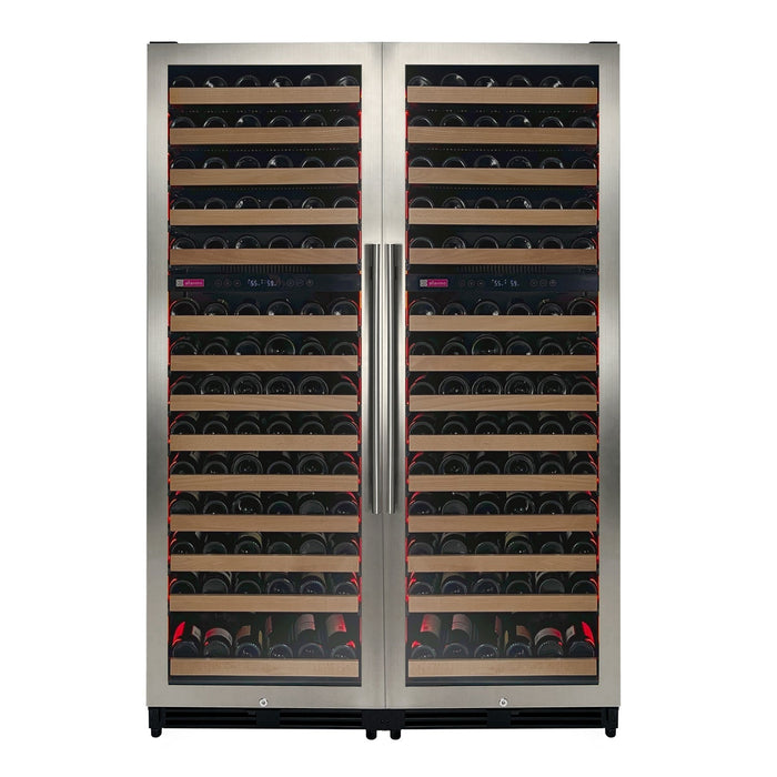 Allavino Reserva series 308 Bottle 71" Tall Four Zone Stainless Steel Side-by-Side Wine Refrigerator