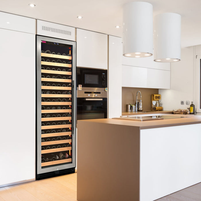 Allavino Reserva series 308 Bottle 71" Tall Four Zone Stainless Steel Side-by-Side Wine Refrigerator