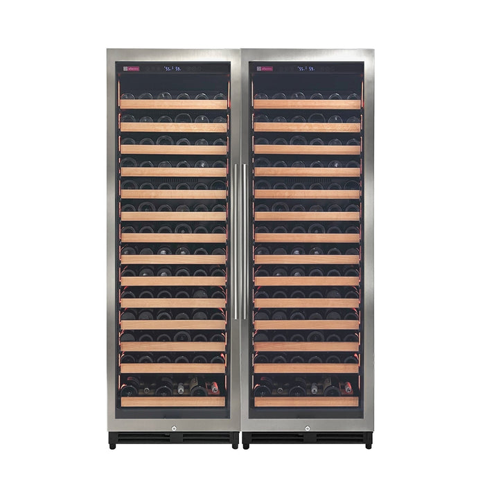 Reserva Series 326 Bottle 71" Tall Dual Zone Stainless Steel Side-by-Side Wine Refrigerator