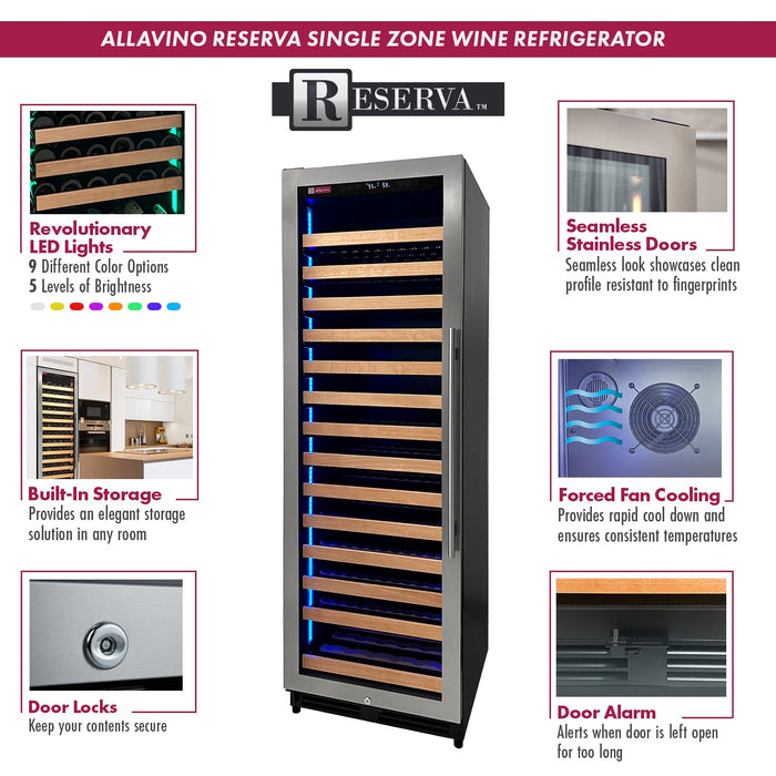 Allavino Reserva Series 317 Bottle 71" Tall Three Zone Stainless Steel Side-by-Side Wine Refrigerator