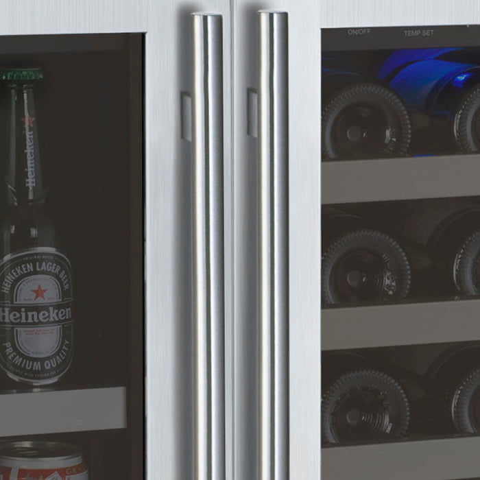 Allavino 30" Wide FlexCount II Tru-Vino 30 Bottle/88 Can Dual Zone Stainless Steel Built-In Wine Refrigerator/Beverage Center