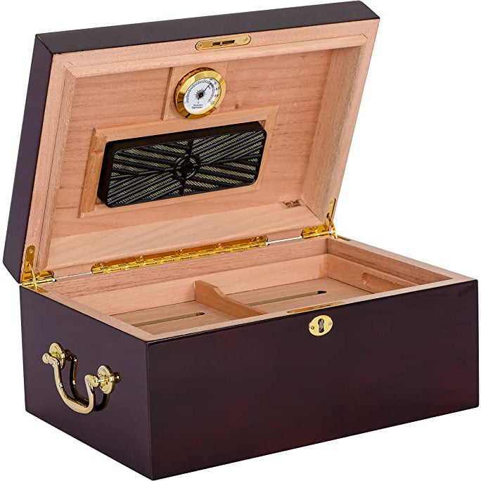 Deauville Cigar Humidor w/ High Gloss Maple Wood Finish | Holds 100 Cigars