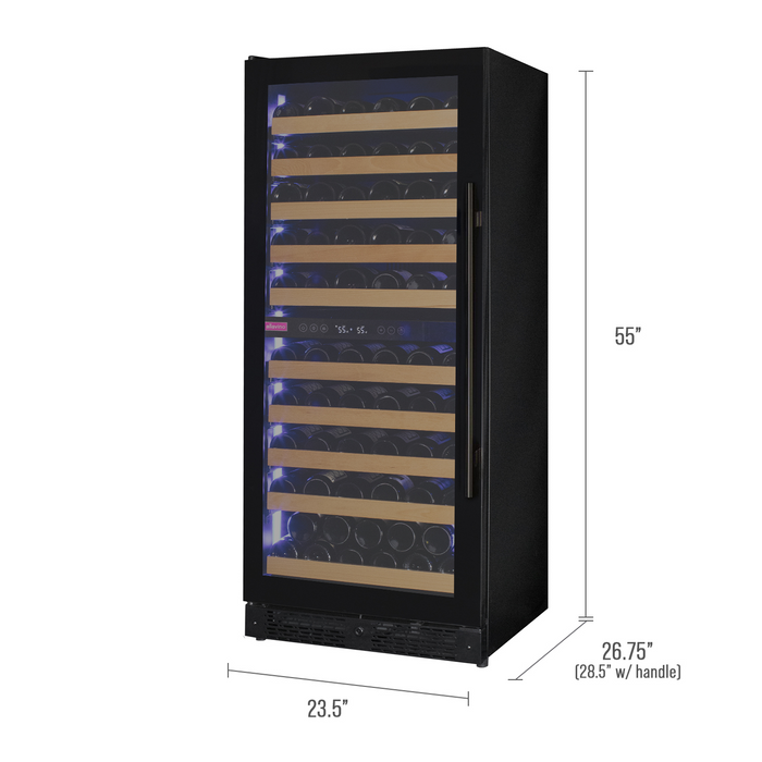 Allavino Reserva Series 119 Bottle 55" Tall Dual Zone Black Glass Wine Refrigerator