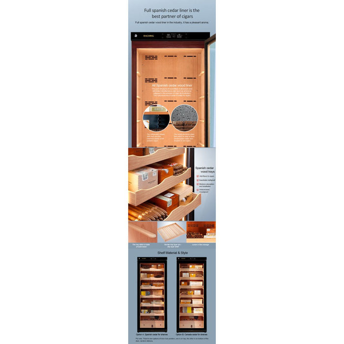 RACHING C330A Elecitrc Cigar Humidor Cabinet - 1500 Cigar Capacity