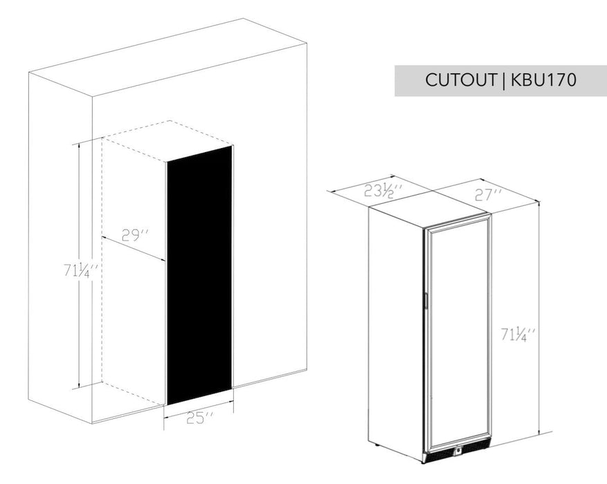 72" Tall Beer And Wine Refrigerator Combo With Glass Door - KingsBottle KBU170BW3