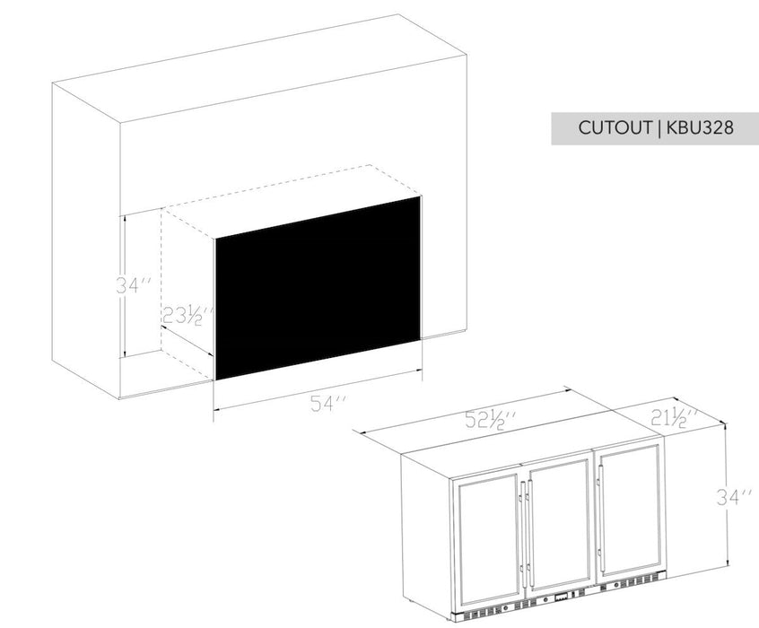 53 Inch Heating Glass 3 Door Large Beverage Refrigerator - KingsBottle KBU328M