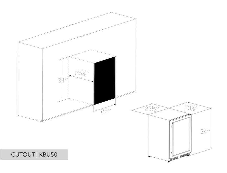 48 Inch Glass Door Wine And Beverage Fridge Center Built In - KingsBottle KBU50BW3