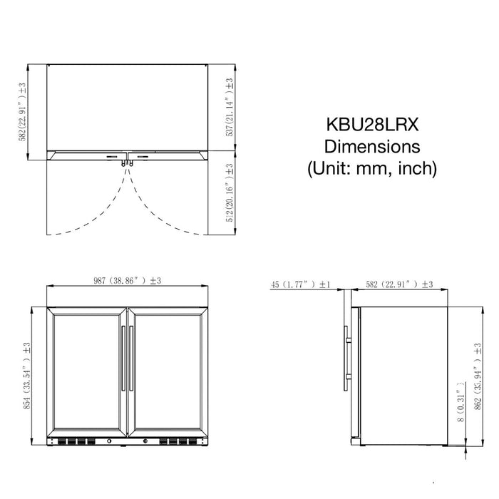 39 Inch Under Counter Wine And Beer Fridge Combo - KingsBottle KBU28LRX