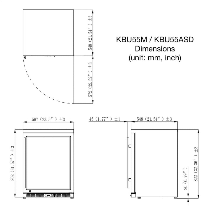 24 Inch Outdoor Beer Fridge Cooler Stainless Steel - KingsBottle KBU55ASD