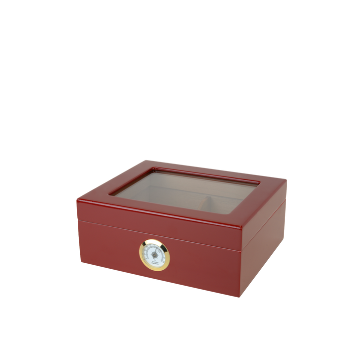 Capri Glasstop Desktop Cigar Humidor | External Hygrometer | Holds 50 Cigars