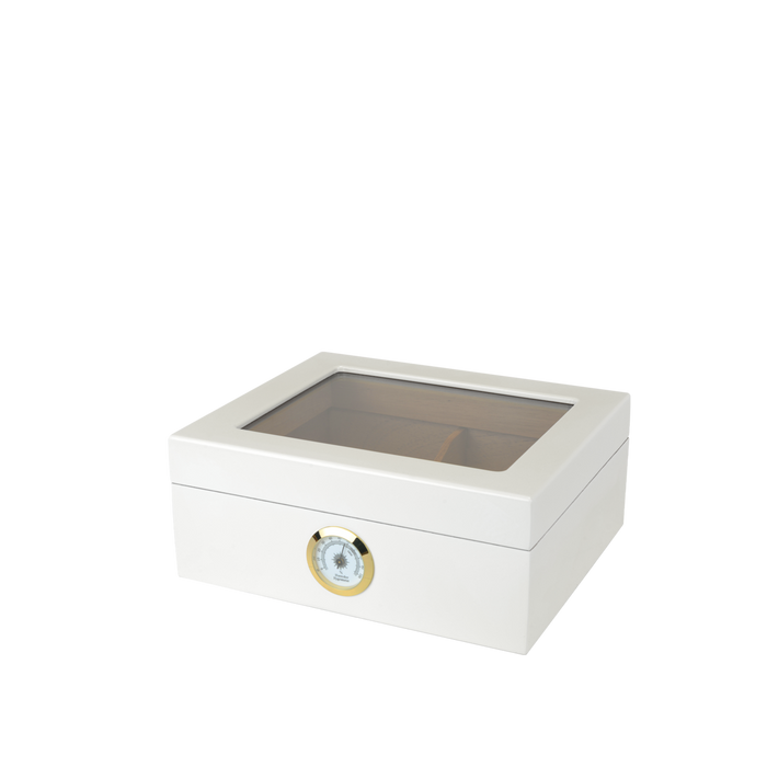 Capri Glasstop Desktop Cigar Humidor | External Hygrometer | Holds 50 Cigars