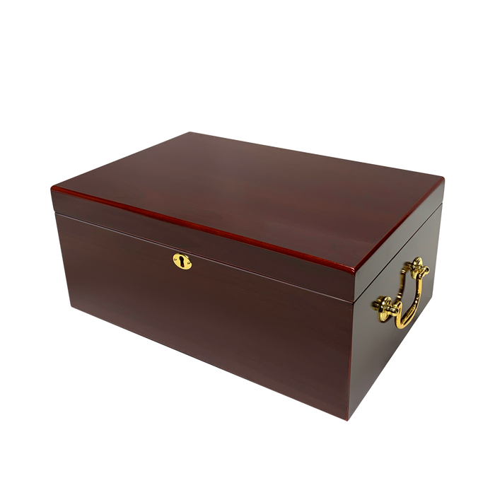 Tuscany Cherry Cigar Humidor w/ High Gloss Finish | Holds 100 Cigars