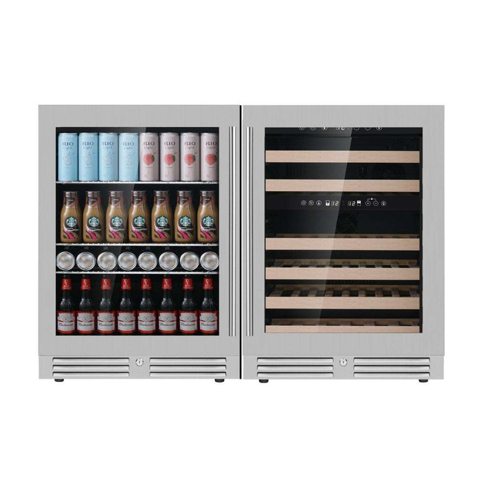 48" Ultimate Under Bench Wine Fridge and Bar Refrigerator Combo - KingsBottle KBU145BW3