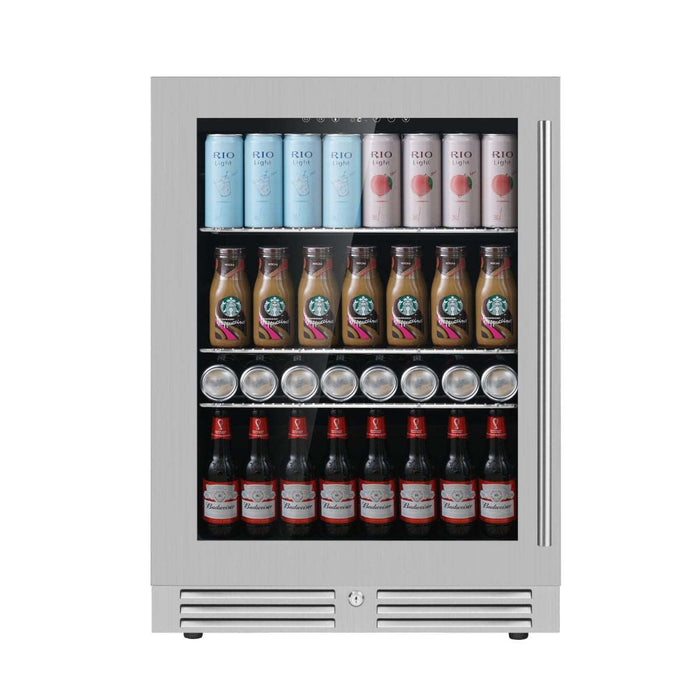 24 Inch Under Counter LOW-E Glass Door Beer Fridge - KingsBottle KBU145BX