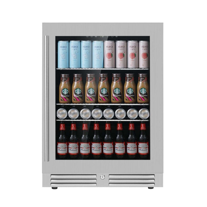 24 Inch Under Counter LOW-E Glass Door Beer Fridge - KingsBottle KBU145BX