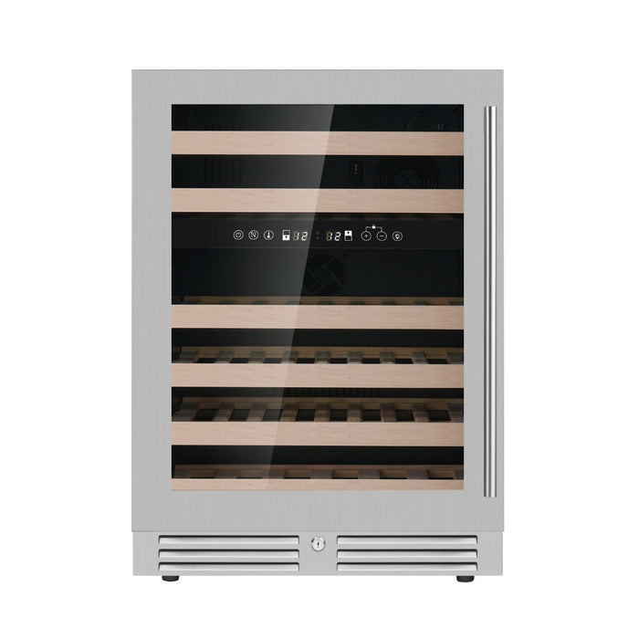 24 Inch Under Counter LOW-E Glass Door Dual Zone Wine Cooler - KingsBottle KBU145DX