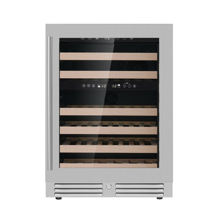 24 Inch Under Counter LOW-E Glass Door Dual Zone Wine Cooler - KingsBottle KBU145DX